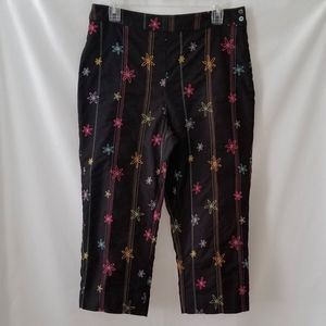Tori Richard Capris Floral Stripe sz 12 Crop Pants